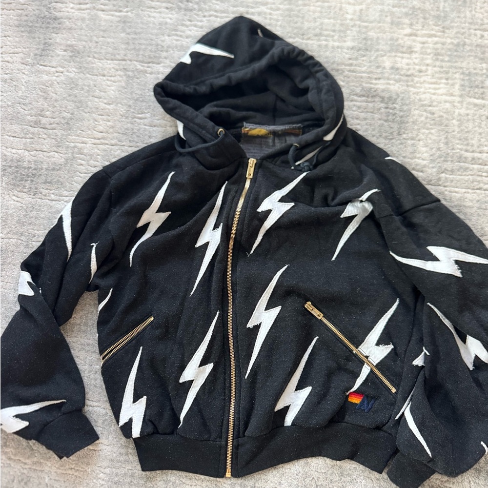 Aviator Nation Womens's Black Lightning Bolt Jacket. Size XS